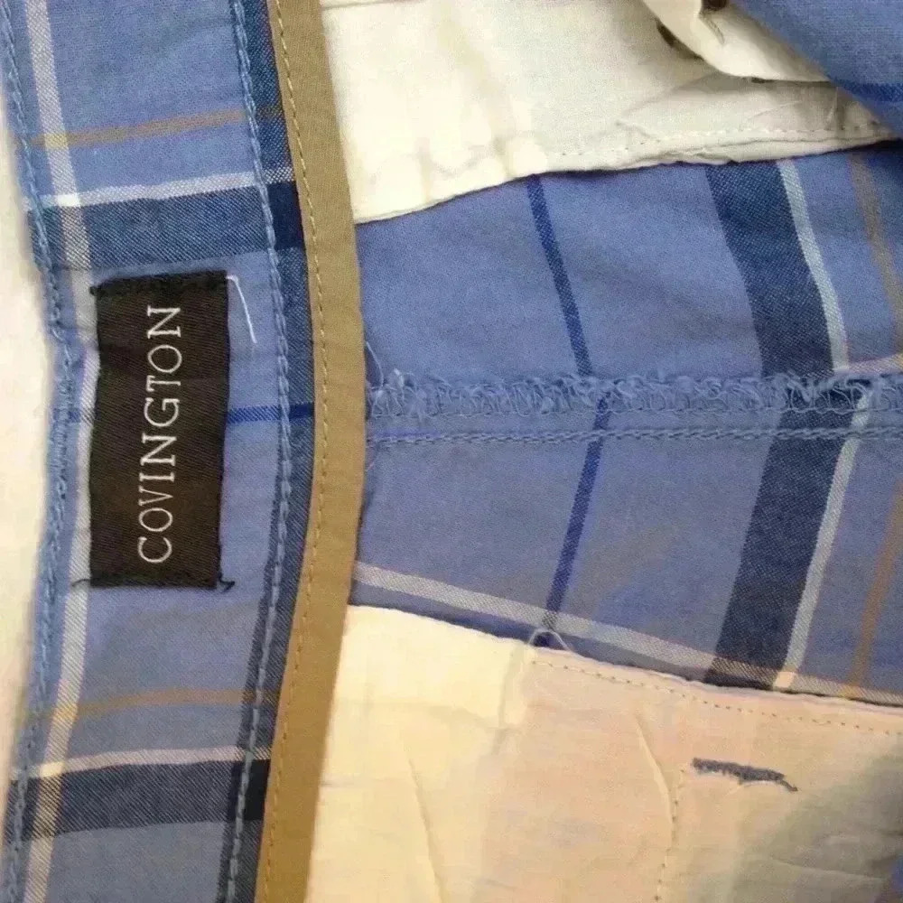 Covington Multi-Color Blue Plaid Flat Shorts  32 - Picture 3 of 7